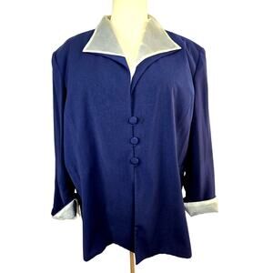 Womens one piece blazer plus size 28 W 28W blue suit coat lined 4X 4 X 4XL